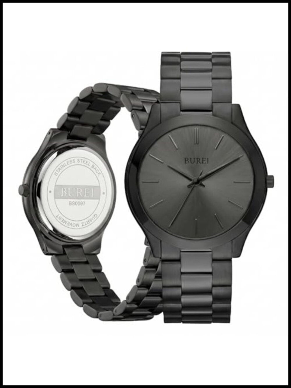 Men's 44mm Large Face Quartz Watch Stainless Steel Band Business Casual